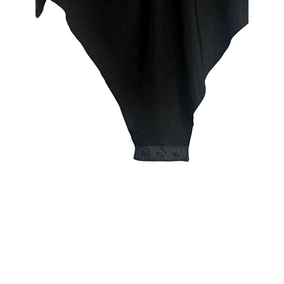 ZARA Navy Blue Ruched Velvet Glitter Mock Neck Long-sleeve Bodysuit - Picture 8 of 9